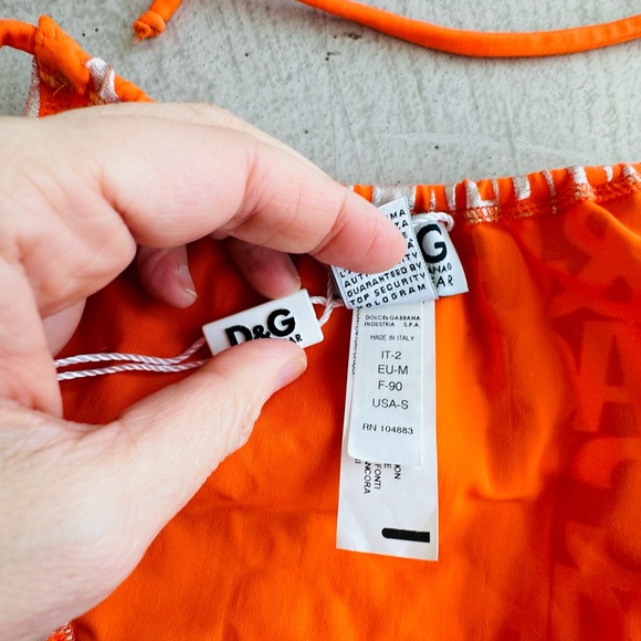Dolce & Gabbana NWT Orange Silver metallic Monogram Logo string Bikini Y2K Small - Picture 11 of 16